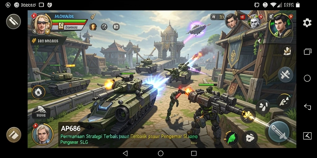 Screenshot AP686 menampilkan aksi seru dalam permainan strategi SLG.