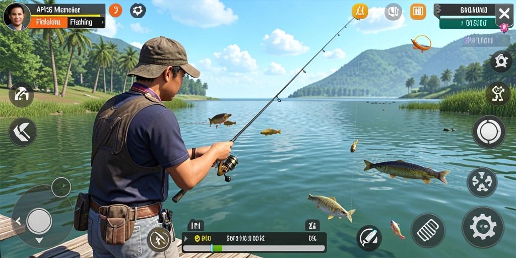 Screenshot utama API36 menampilkan gameplay Fishing yang seru.