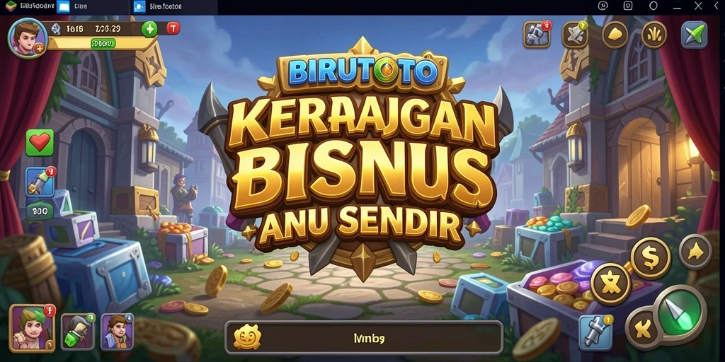Screenshot gameplay BIRUTOTO menampilkan manajemen bisnis yang seru.