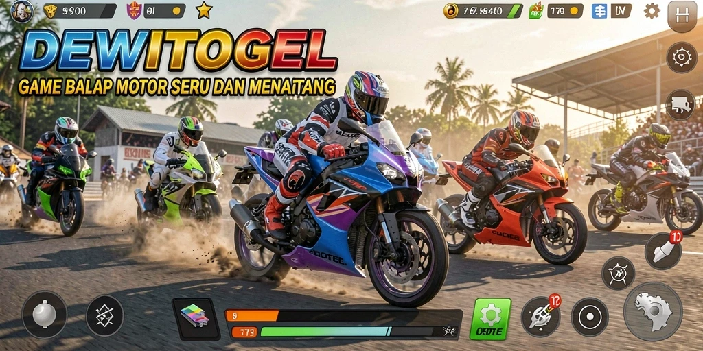 Tampilan gameplay seru dalam balap motor di DEWITOGEL.
