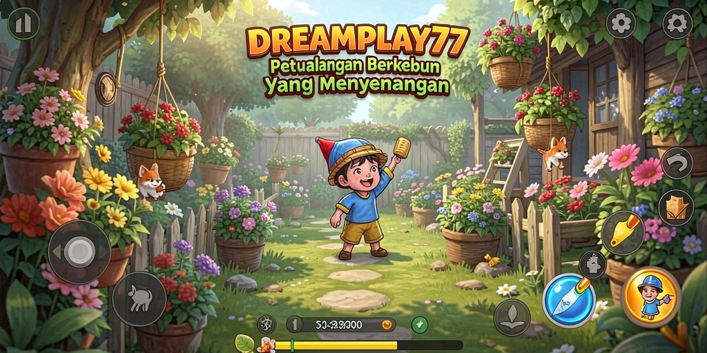 Tangkapan layar menunjukkan gameplay berkebun yang menarik dan interaktif.