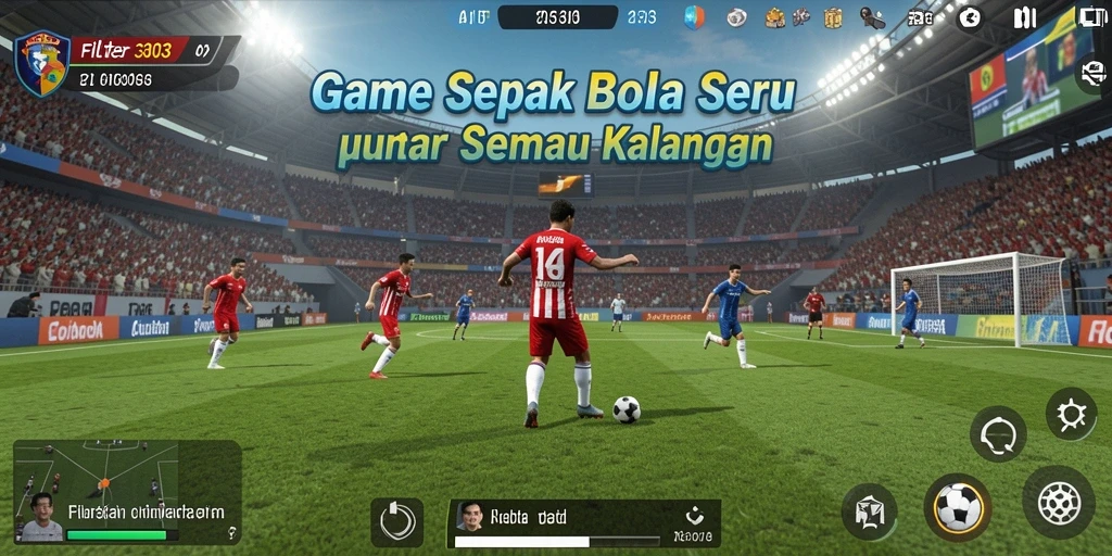Tampilan gameplay mendebarkan di FILTER303 dengan aksi sepak bola yang seru.