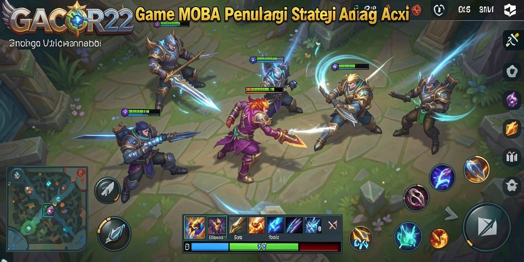 Tangkapan layar menunjukkan aksi intens dalam pertandingan MOBA GACOR22.