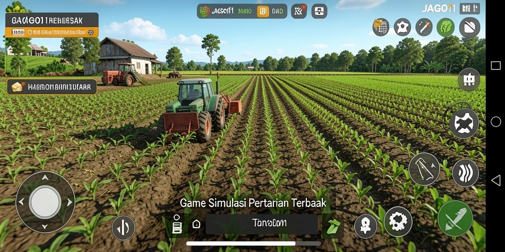 Tampilan gameplay JAGO11 yang menampilkan aktivitas bertani yang menarik.