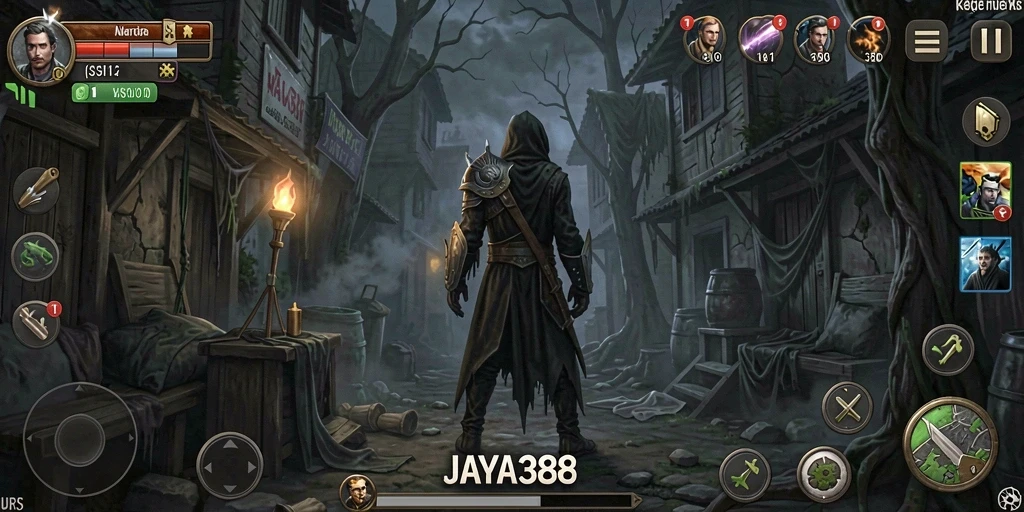 Tampilan gameplay menyeramkan dari <strong>JAYA388</strong> saat menjelajahi area angker.