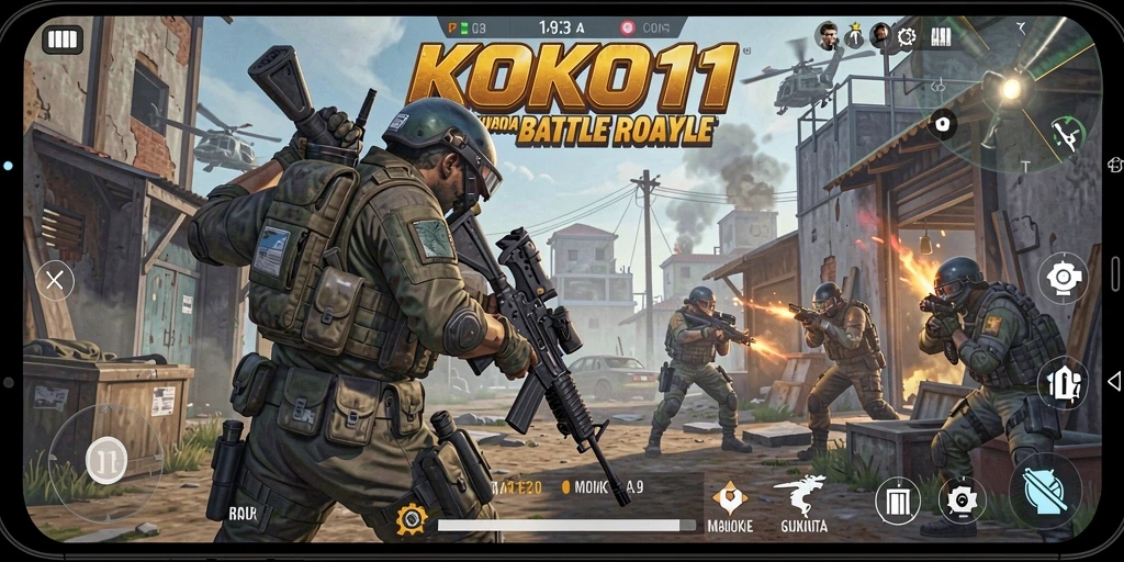 Screenshot gameplay KOKO11 yang menampilkan aksi pertempuran mendebarkan.