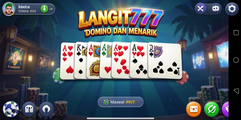 Tampilan gameplay menegangkan dalam permainan Domino LANGIT777.