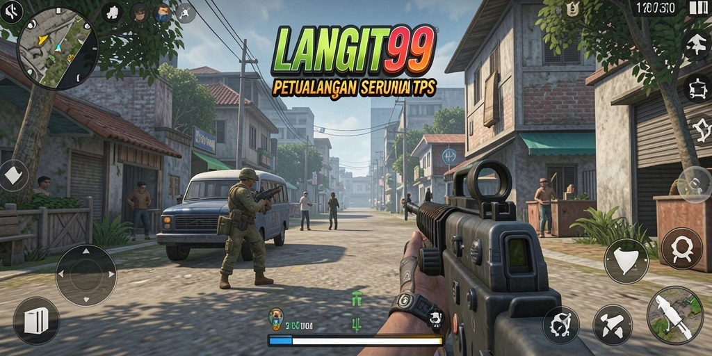 Screenshot LANGIT99 menampilkan aksi tempur seru dalam game TPS.
