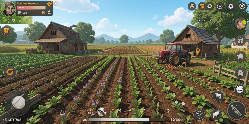 Tampilan gameplay LETSTHOR dengan elemen pertanian yang menarik.