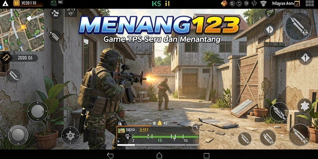 Screenshot MENANG123 menampilkan aksi seru dalam permainan TPS.