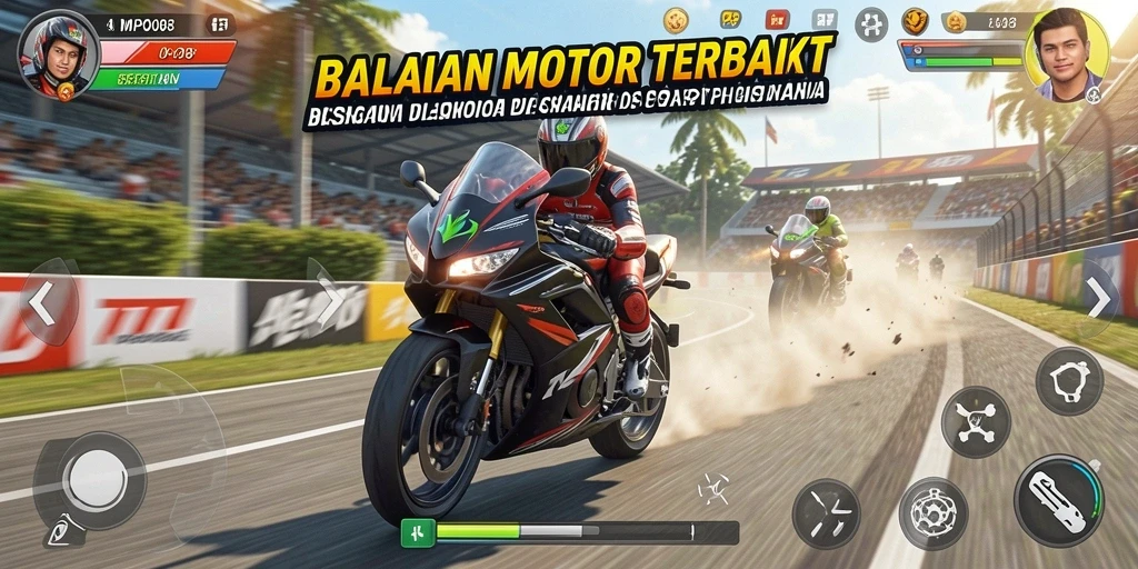 Tampilan gameplay mendebarkan di MPO08, balapan motor seru!