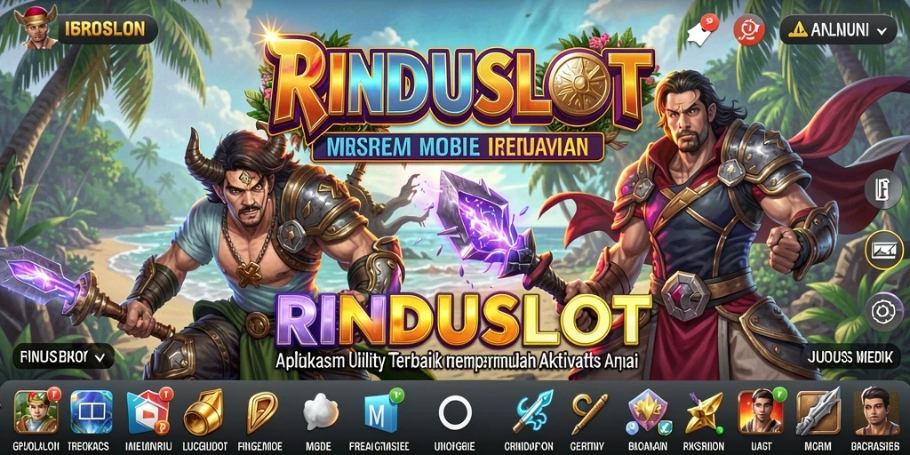 Screenshot utama RINDUSLOT menampilkan antarmuka aplikasi Utility yang intuitif dan menarik.