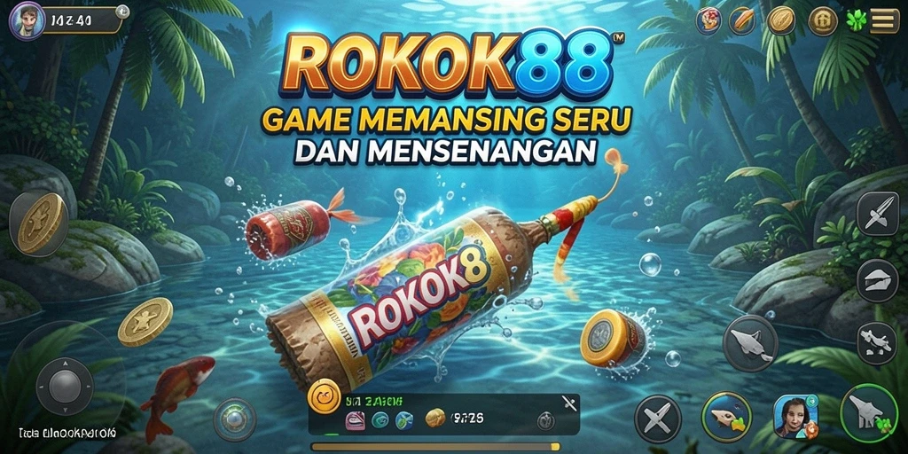 Tampilan gameplay ROKOK88 dengan suasana memancing yang menarik.