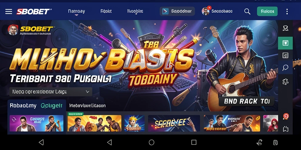 Tampilan antarmuka aplikasi SBOBET saat memainkan musik.
