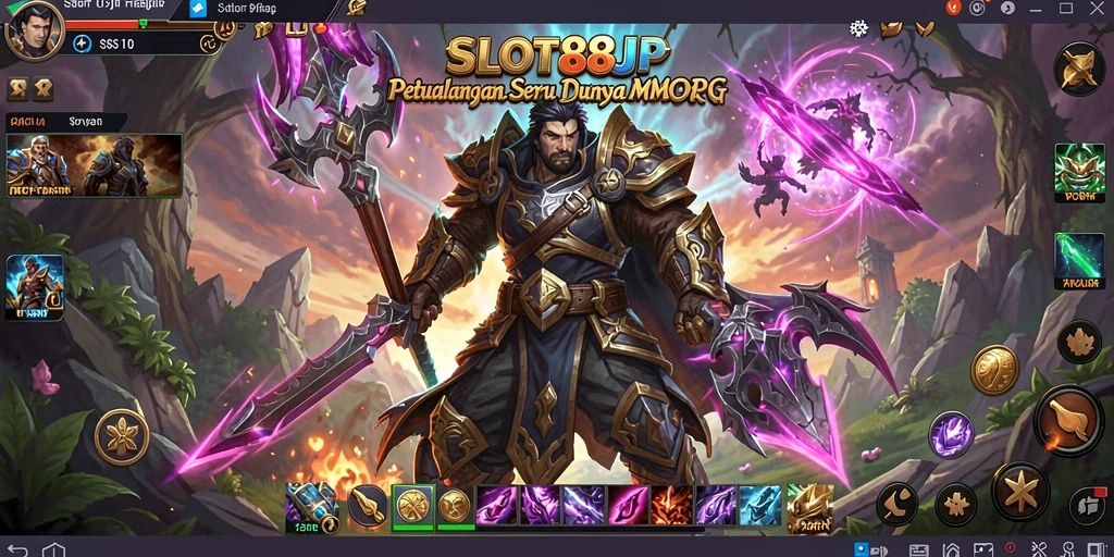 Screenshot utama SLOT88JP menampilkan aksi pertempuran seru dalam MMORPG.