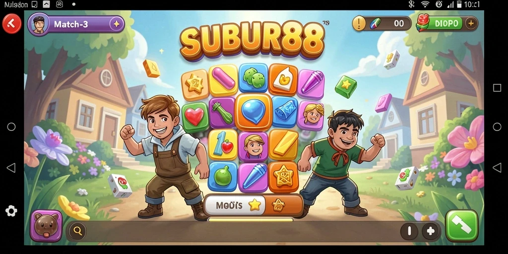 Tampilan gameplay SUBUR88 yang menarik dalam genre Match-3.