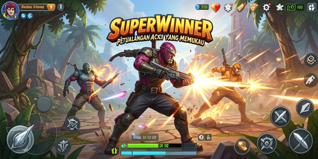 Tampilan utama gameplay SUPERWINNER yang seru dan dinamis.
