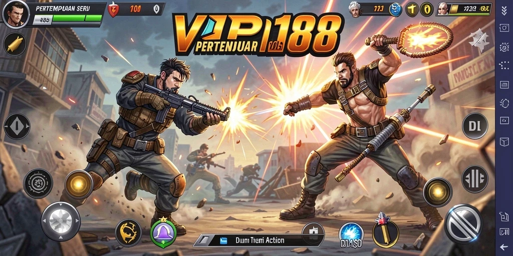 Screenshot utama VIP188 menampilkan aksi pertempuran yang mendebarkan.