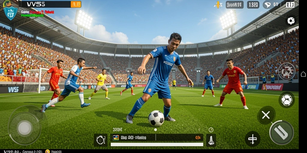 Screenshot gameplay VV55 menampilkan aksi olahraga yang mendebarkan.